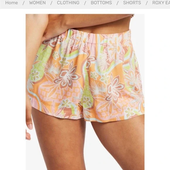 Roxy Tropical 2 Piece Set Brami 2 Crop Top & East Does It Shorts Women’s XL NWT - Picture 2 of 7